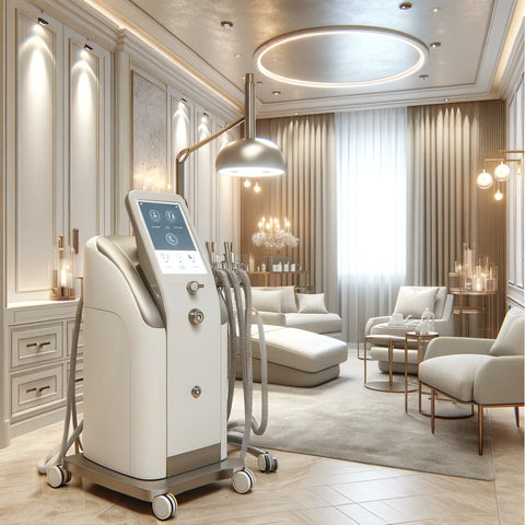 Sophisticated Imago Aesthetic clinic room with Sylfirm X, showcasing advanced skin treatment technology for effective results at competitive prices.