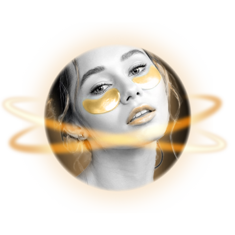 close up image of a lady's face with points showing eye lip treatment